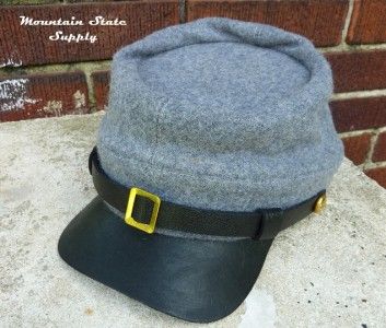 US Civil War Reenactors Confederate South Light Gray Wool Kepi Hat Cap 