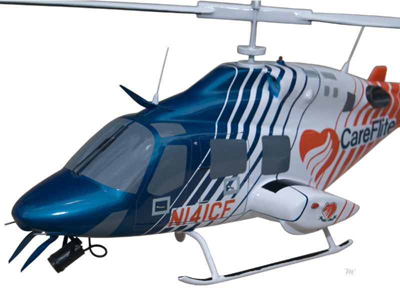 Bell 222 U   Careflite Wood Helicopter Model  