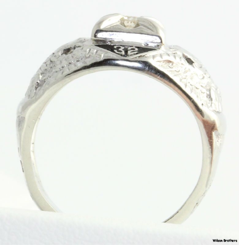 32nd Degree Scottish Rite Masonic Diamond Ring   10k Gold Masons 