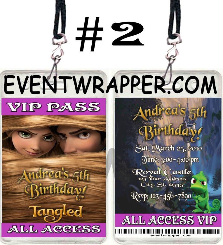   Rapunzel Ticket Birthday Party Invitations VIP Pass Favors  