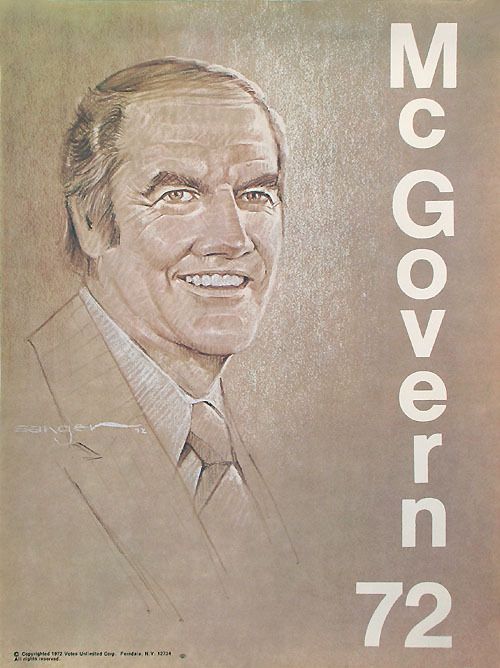 Large 1972 George McGOVERN 72 Campaign Poster  
