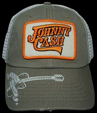 JOHNNY CASH Trucker Hat/Cap Guitar Emblem Gray NEW WITH TAGS  