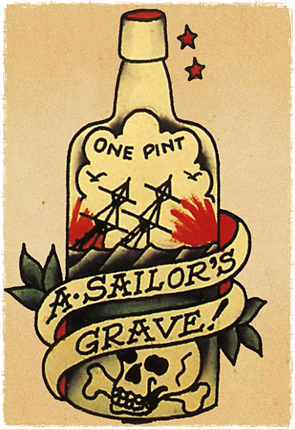 Sailors Grave 1 Pint vintage Sailor Jerry Traditional style Flash 