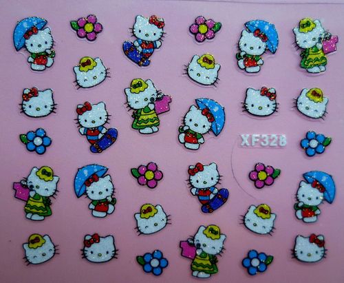 Hot sale 24 sheets Hello Kitty 3D Nail Art Sticker  24 different 