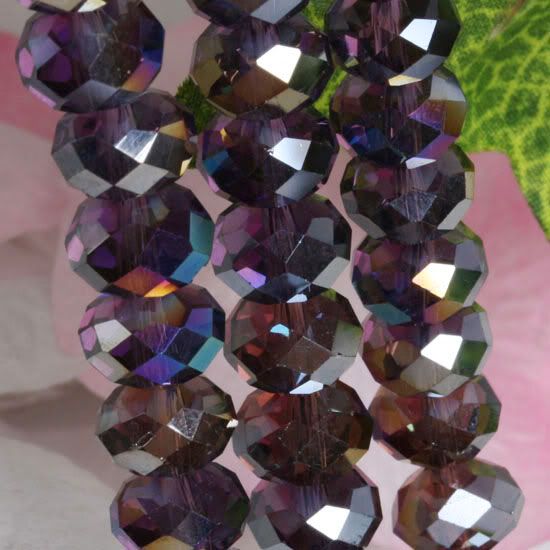 7x10mm Shiny Crystal Glass Faceted Rondelle Loose Beads  