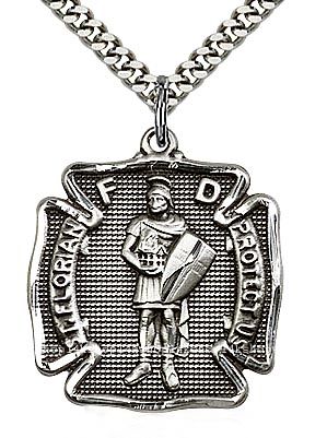   Sterling Silver Saint St. St Florian Fireman Firefighter Medal Charm