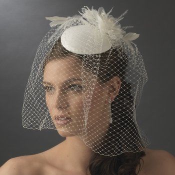 NWT White Vintage Style Bridal Hat with Birdcage Wedding Veil  