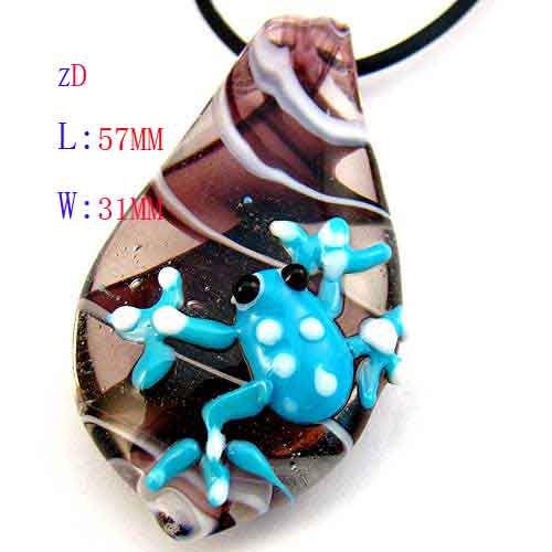 g326 Cute Frog Leaf Murano Lampwork Glass Pendant Chain Necklace 
