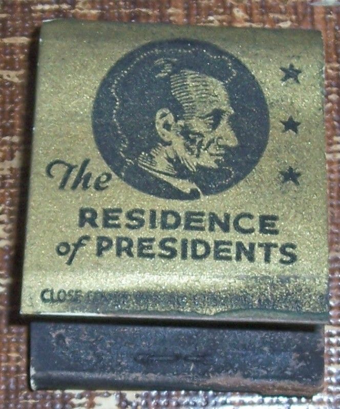 Old WILLARD HOTEL WASHINGTON DC Presidents Residence MATCHBOOK Match 