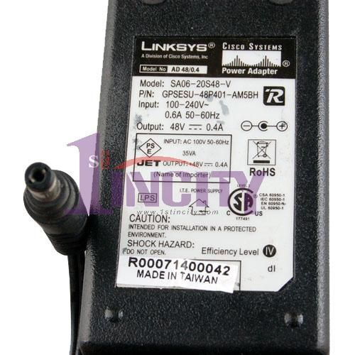 Genuine LINKSYS SA06 20S48 V 48V 0.4A AC POWER ADAPTER  